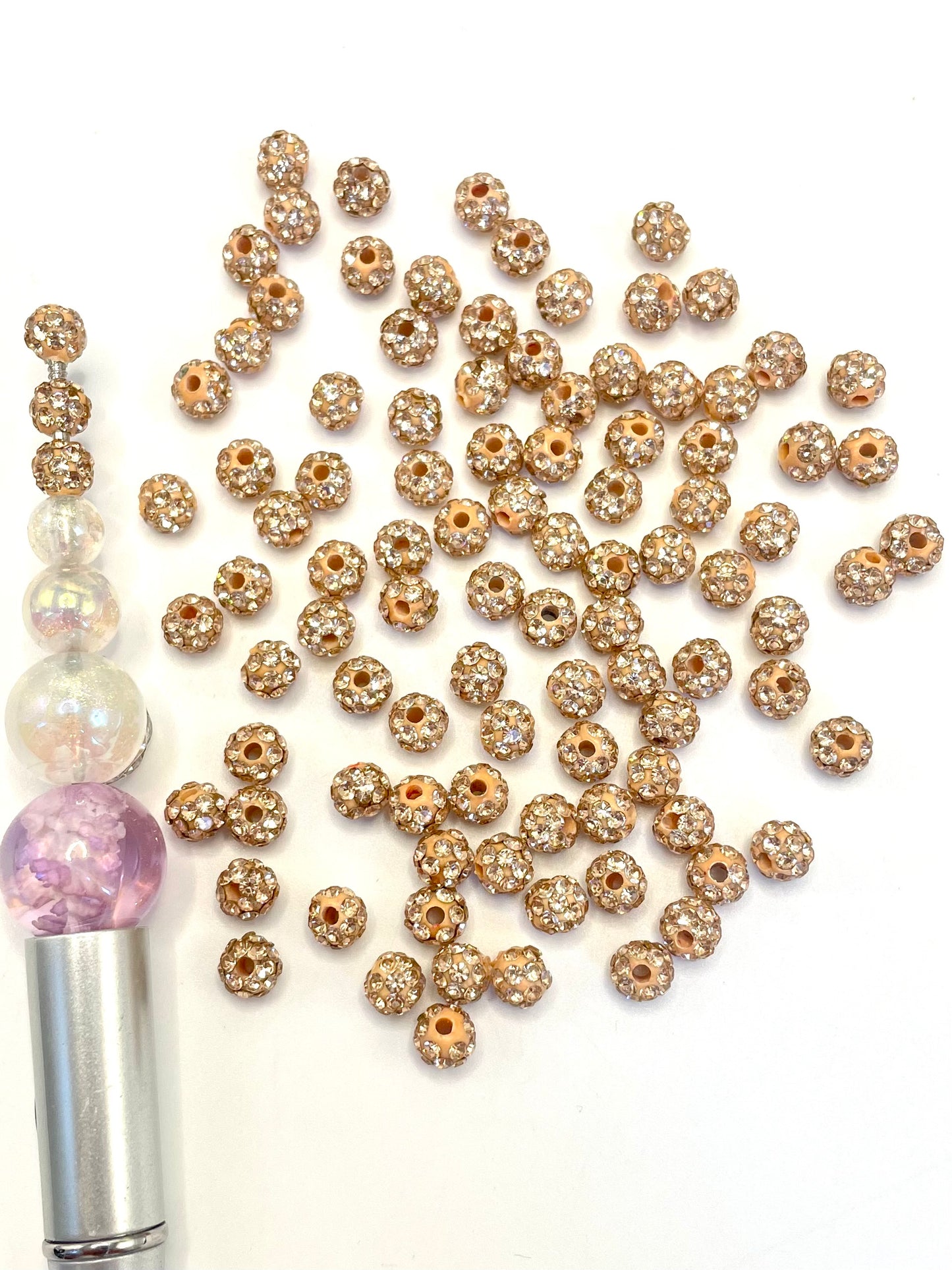 Clay Spacers Beads with colorful Rhinestones,6mm