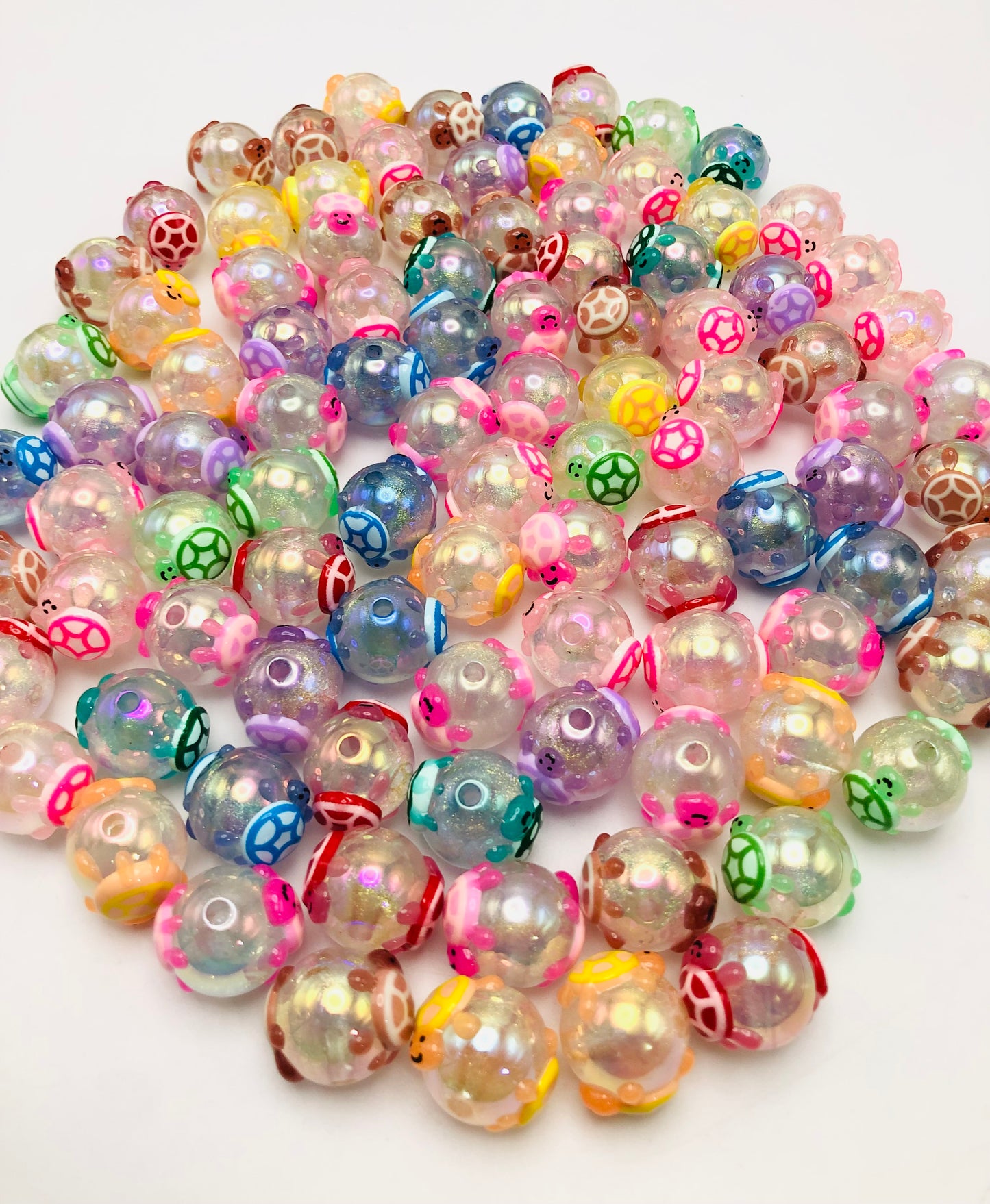 Acrylic bead Hand-painted bead Tortoise Colorful transparent beads 16mm Random Mix