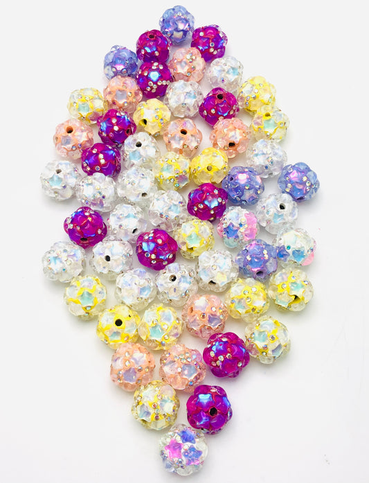 Clay bead Stars and rhinestone clay beads 19mm