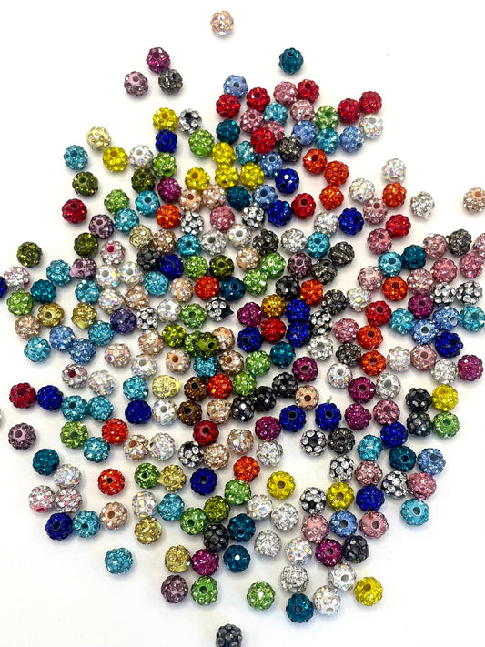 Clay Spacers Beads with colorful Rhinestones,6mm