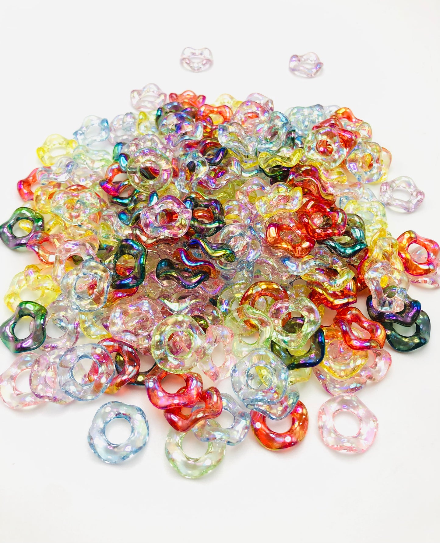 spacer Glossy Wave Shape Acrylic Spacer Beads And Solid Color Random Mix,15mm