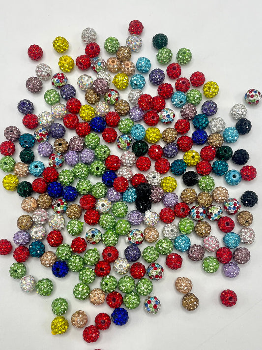 Clay Spacers Beads with colorful Rhinestones,8mm