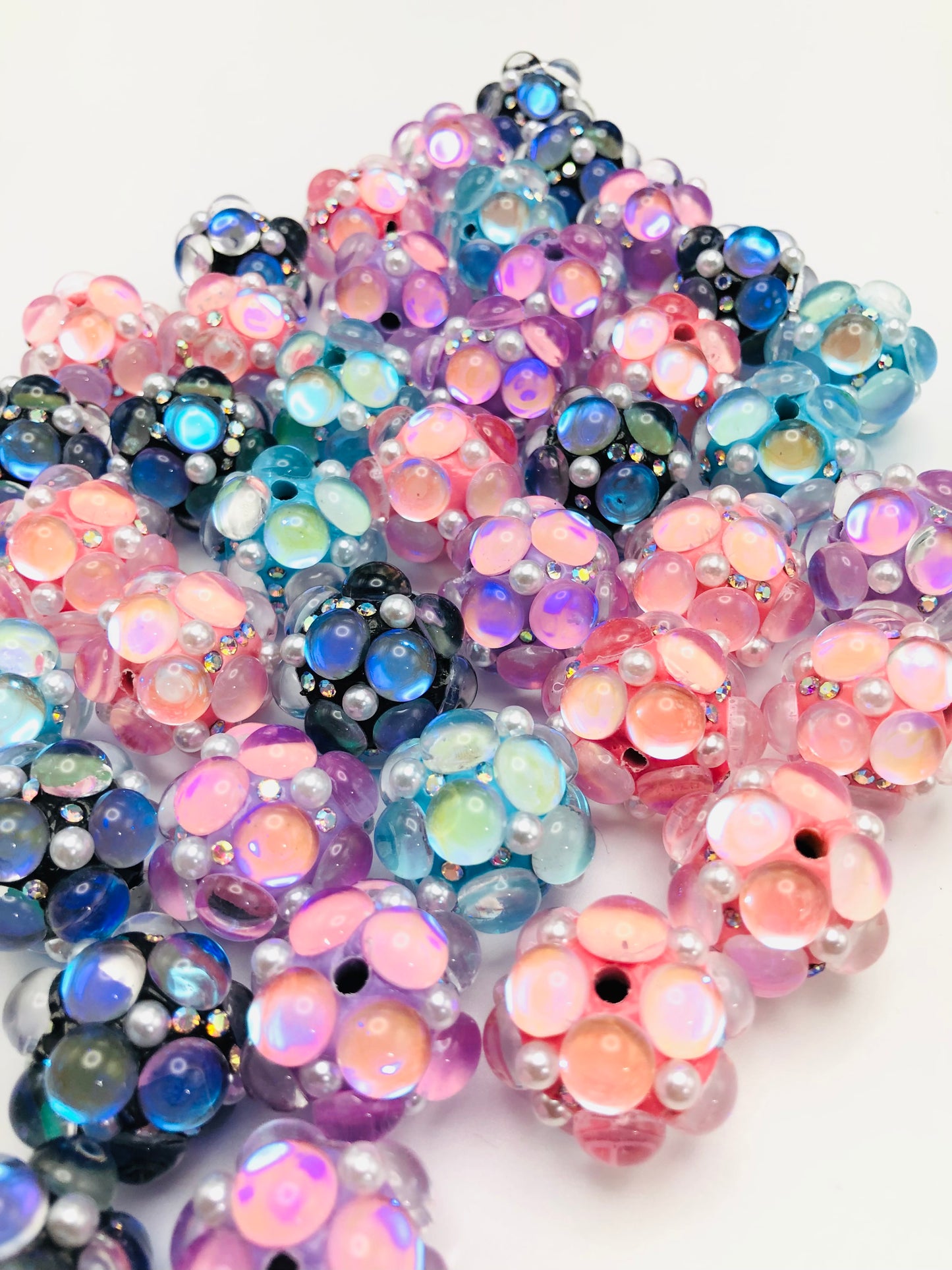 Bubble beads Bubbles of clay beads with rhinestones Fancy 22mm