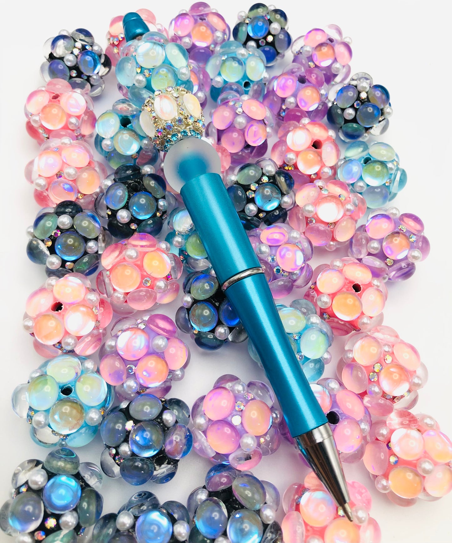 Bubble beads Bubbles of clay beads with rhinestones Fancy 22mm