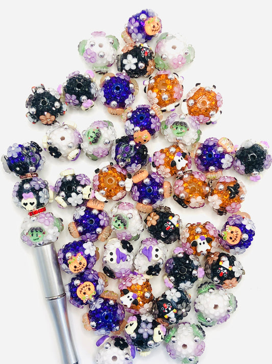 Colorful acrylic DIY Halloween flower Rhinesone Beads Random Mix 21mm Fancy-2