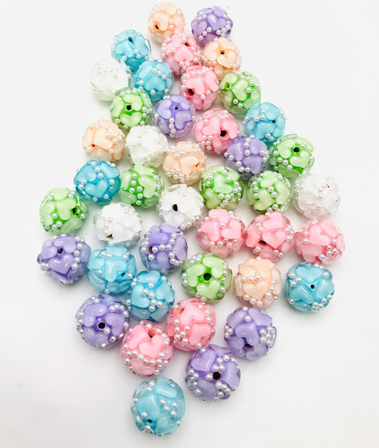 Clay bead Heart diamond pearl Colorful clay beads Random Mix 20mm  Fancy-295