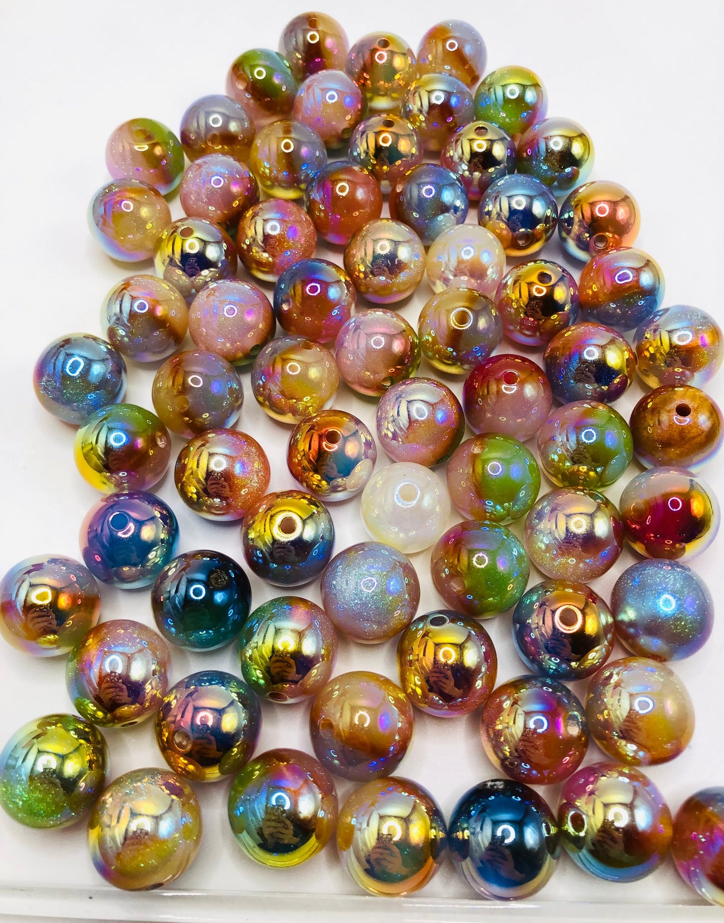 Acrylic uv color finishing with glitter quicksand two-color beads Random Mix 16mm