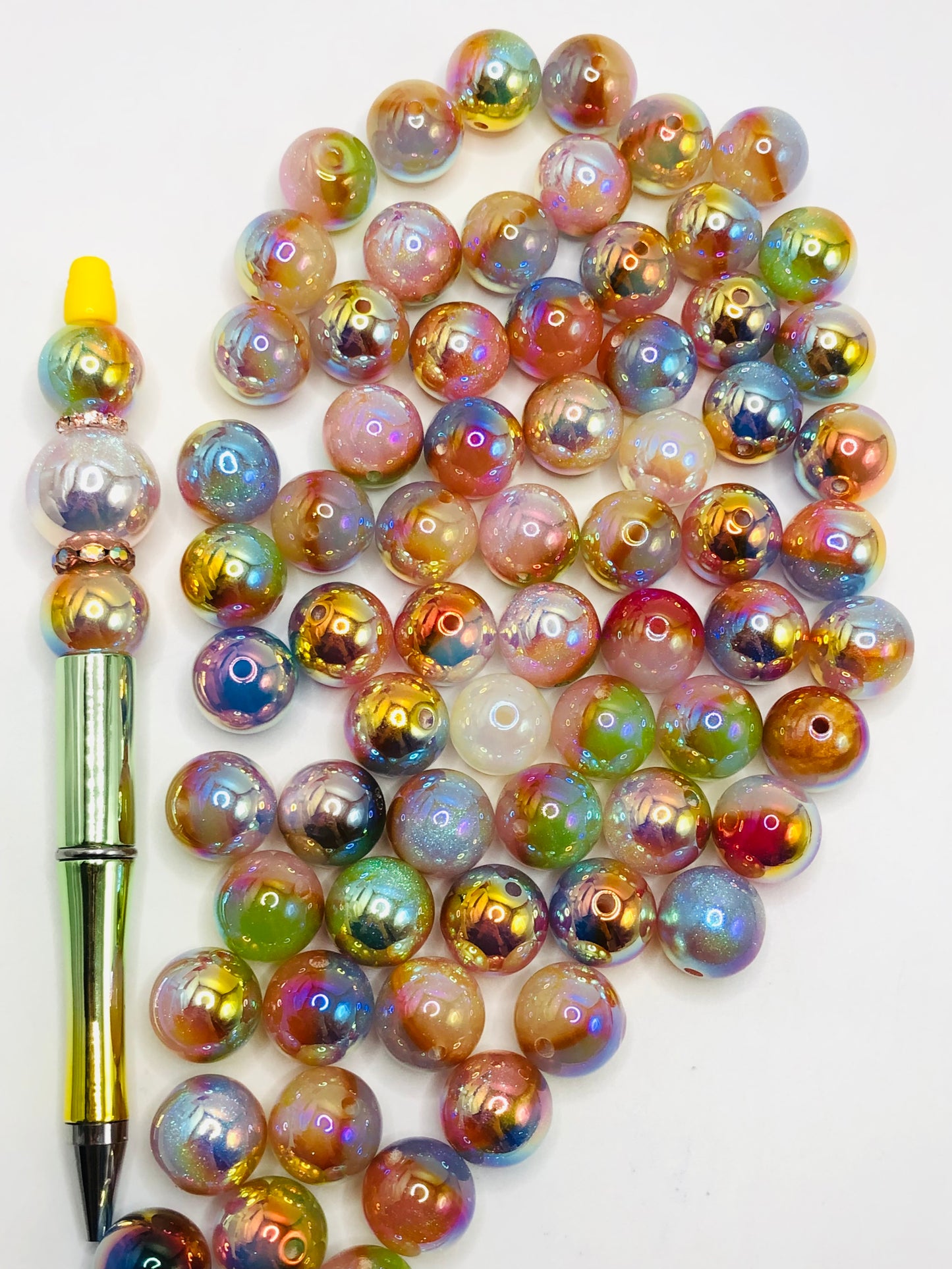 Acrylic uv color finishing with glitter quicksand two-color beads Random Mix 16mm