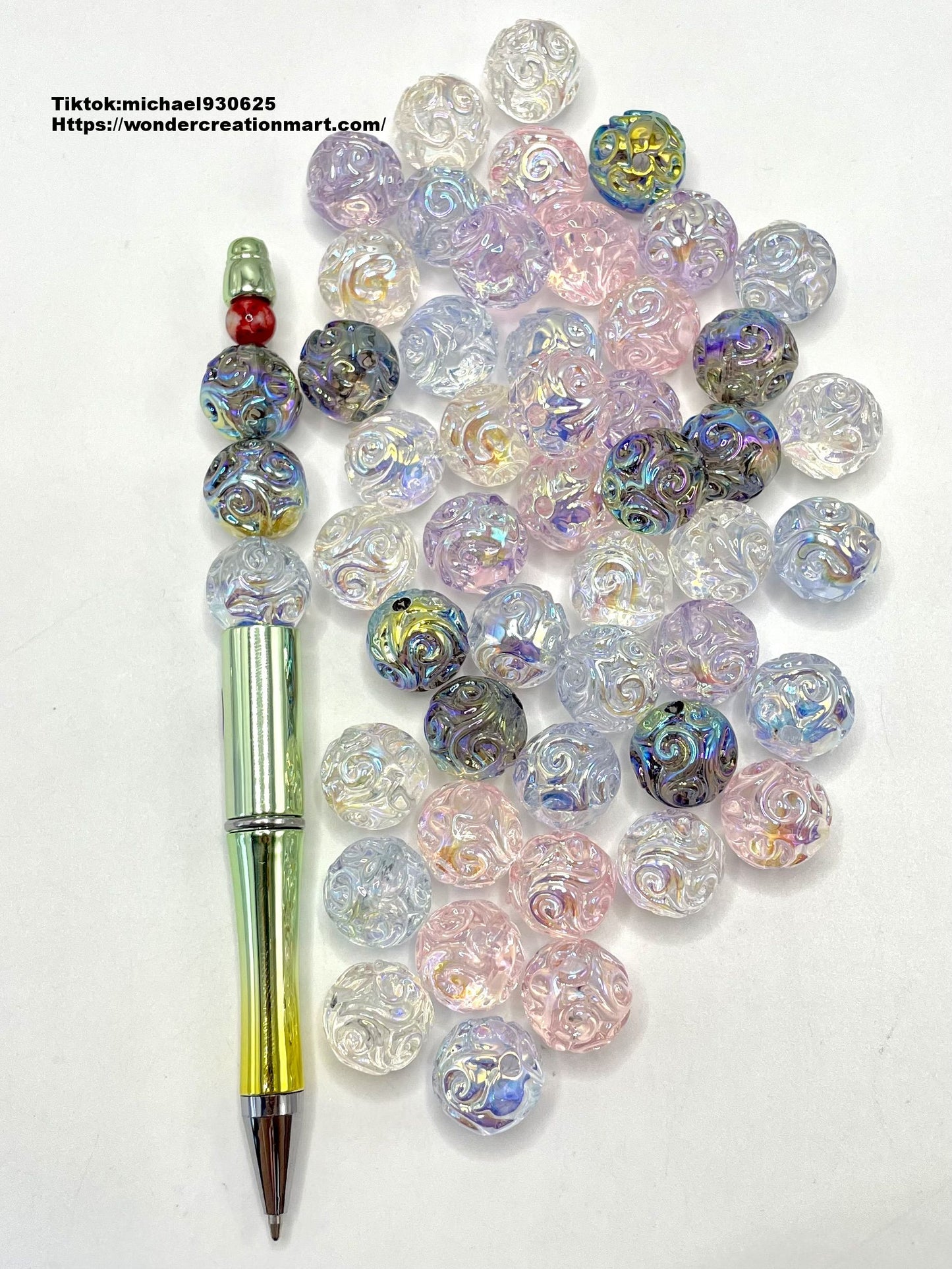 UV Clear Acrylic Round Spin Crimp Beads,Random Mix,16mm