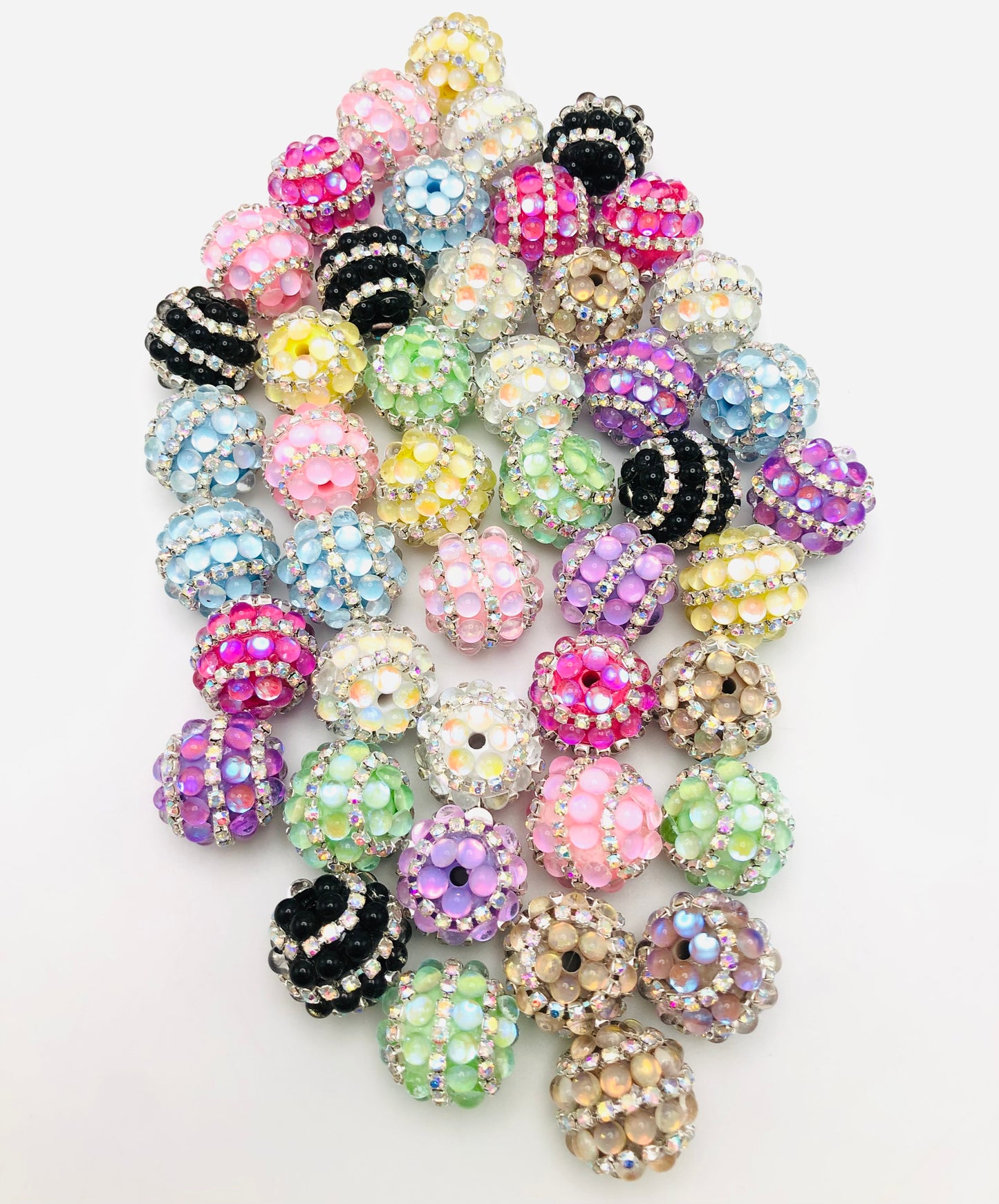 Bubble bead Chain multicolored Colorful bead rhinestone 19mm Random Mix