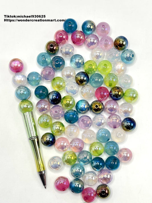 Glossy UV Acrylic Cat Eye Beads.Random Mix,16mm