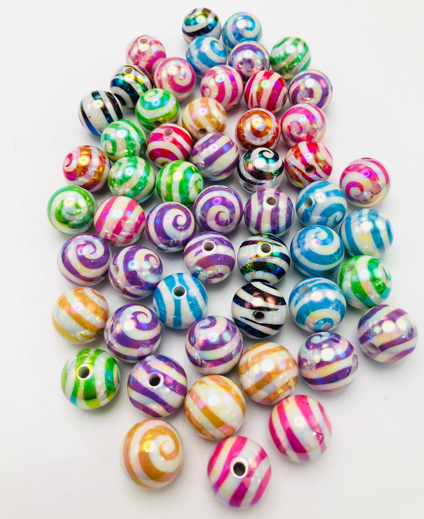 Swirl Bead Striated bead Spiral bead Coil bead Acrylic bead swirl 16mm Random Mix