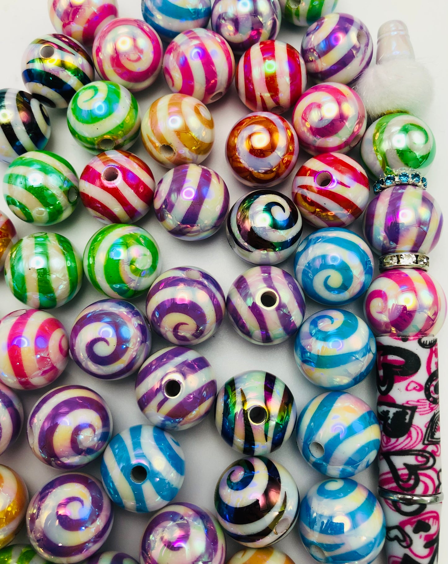 Swirl Bead Striated bead Spiral bead Coil bead Acrylic bead swirl 16mm Random Mix