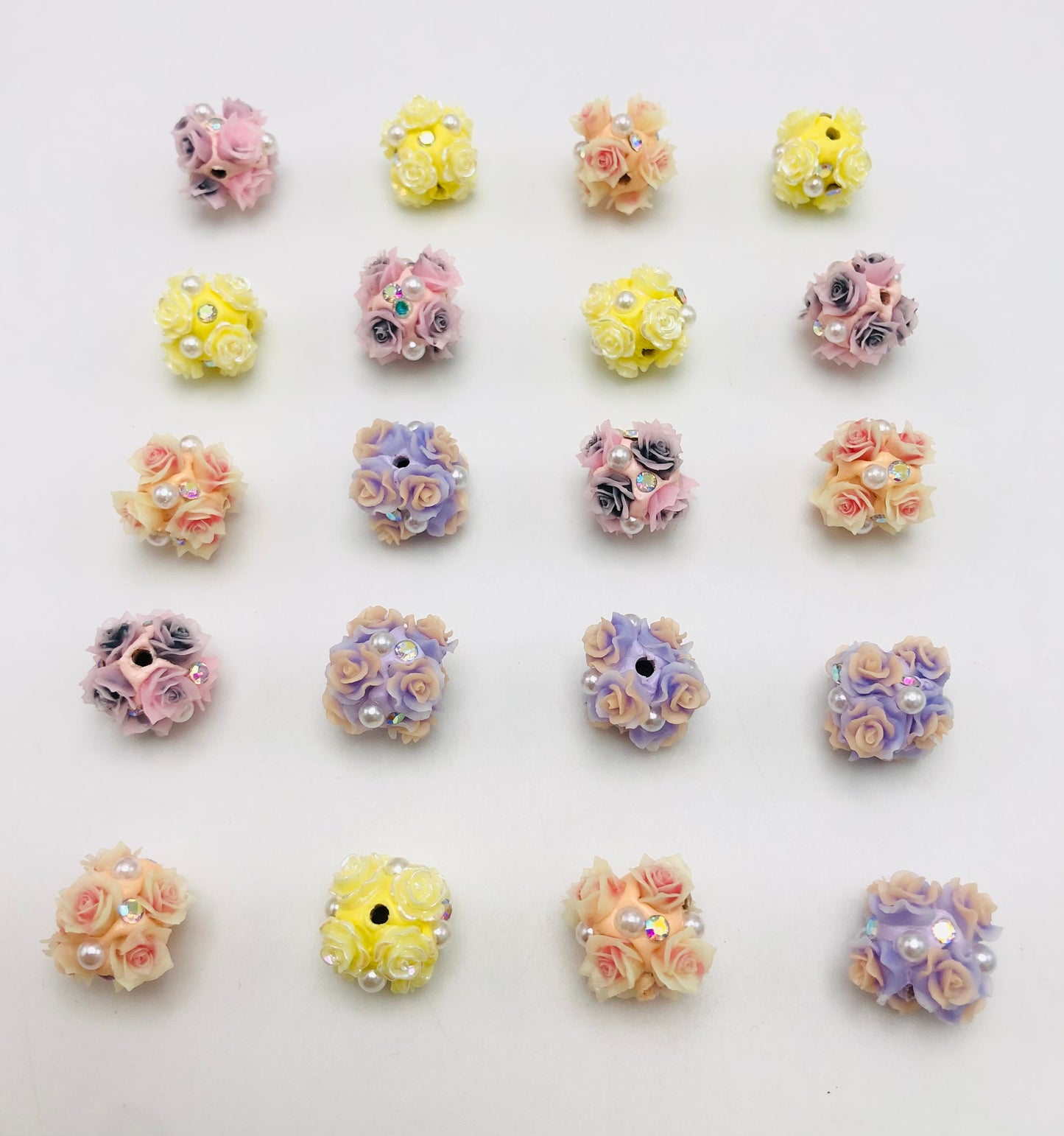 Flower bead Rose bead Colorful rose beads Clay flower beads 14mm Random Mix