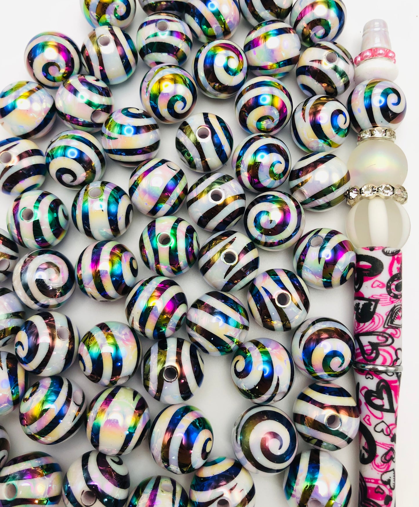 Swirl Bead Striated bead Spiral bead Coil bead Acrylic bead swirl 16mm Random Mix