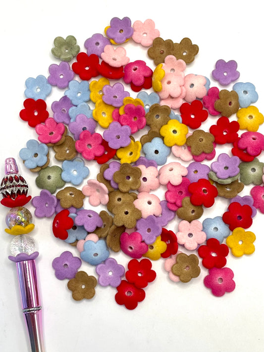 Fuzzy Spacer Flower Spacer Flocked Colorful Flower Spacers,Random Mix,17mm