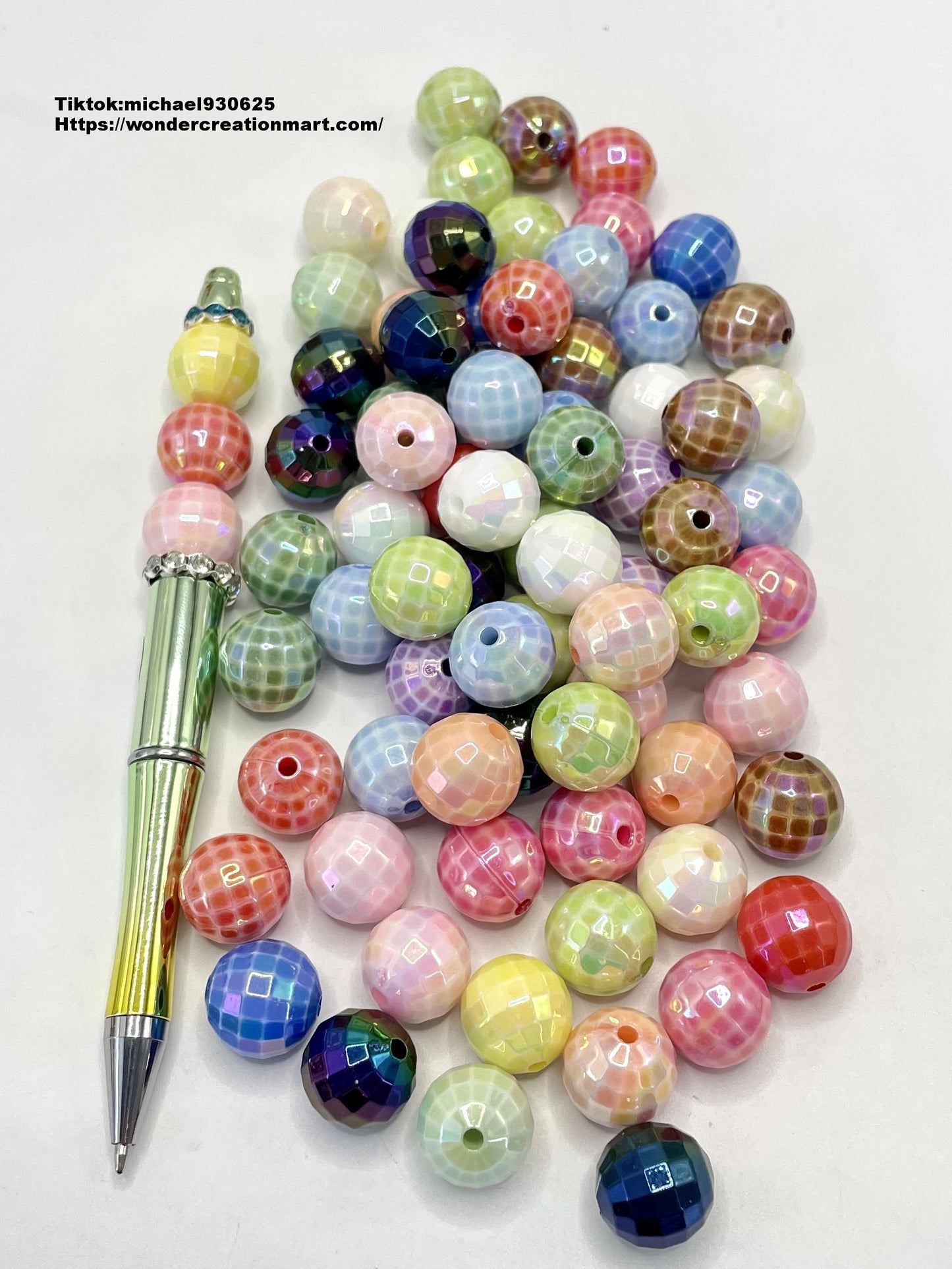 Multicolor Disco Light Ball Acrylic Beads,Random Mix,16mm