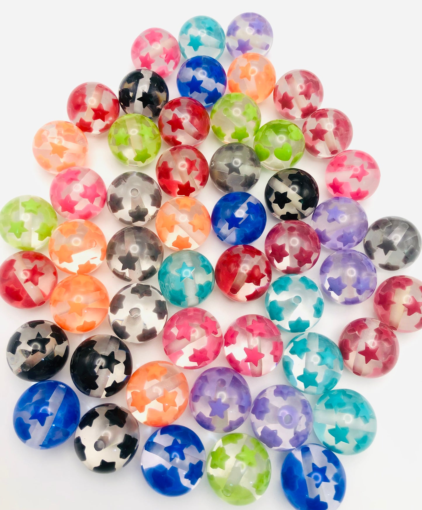 Jelly Star Acrylic Bead Transparent Multi-colored Acrylic Beads Wrapped in Star ,Random Mix,20mm