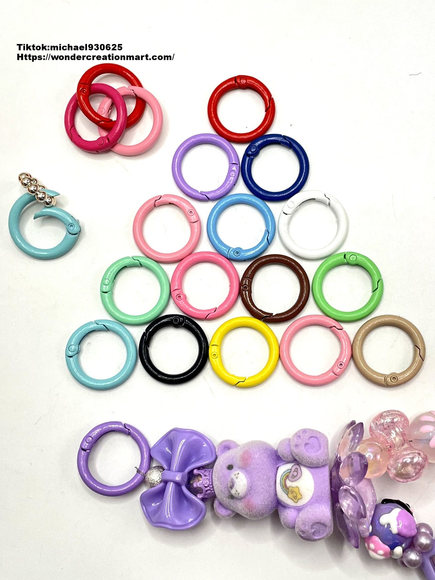 Metal Glossy Multicolor keychain link circles,23mm