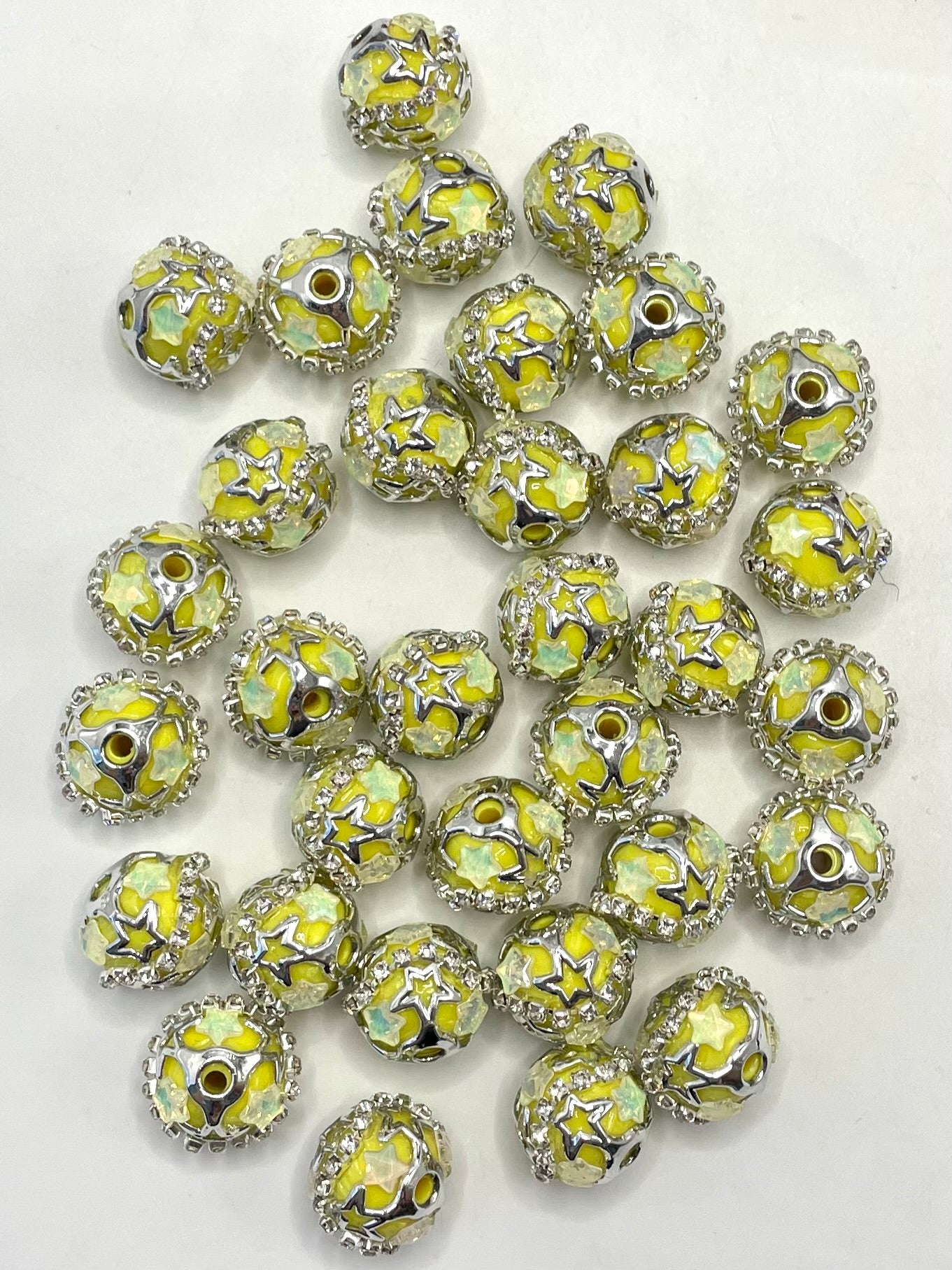 Fancy Bead Silver Star bead Rhinestone Chain With Colored Acrylic Beads,Random Mix,20mm Fancy-255