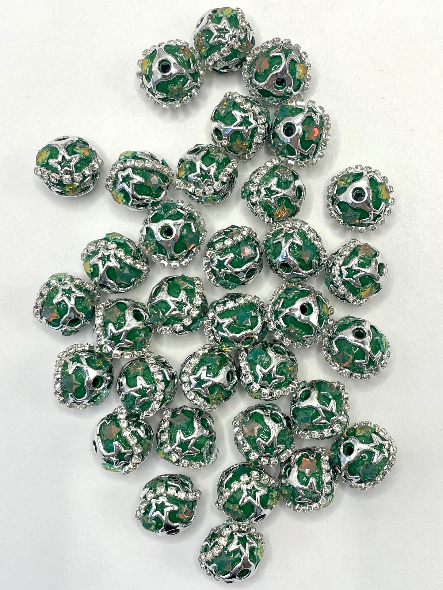 Fancy Bead Silver Star bead Rhinestone Chain With Colored Acrylic Beads,Random Mix,20mm Fancy-255