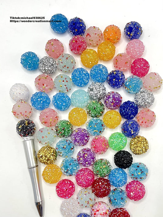 Multicolor Rhinestones Sugar Solid Colored Sugar Beads,Random Mix,20mm