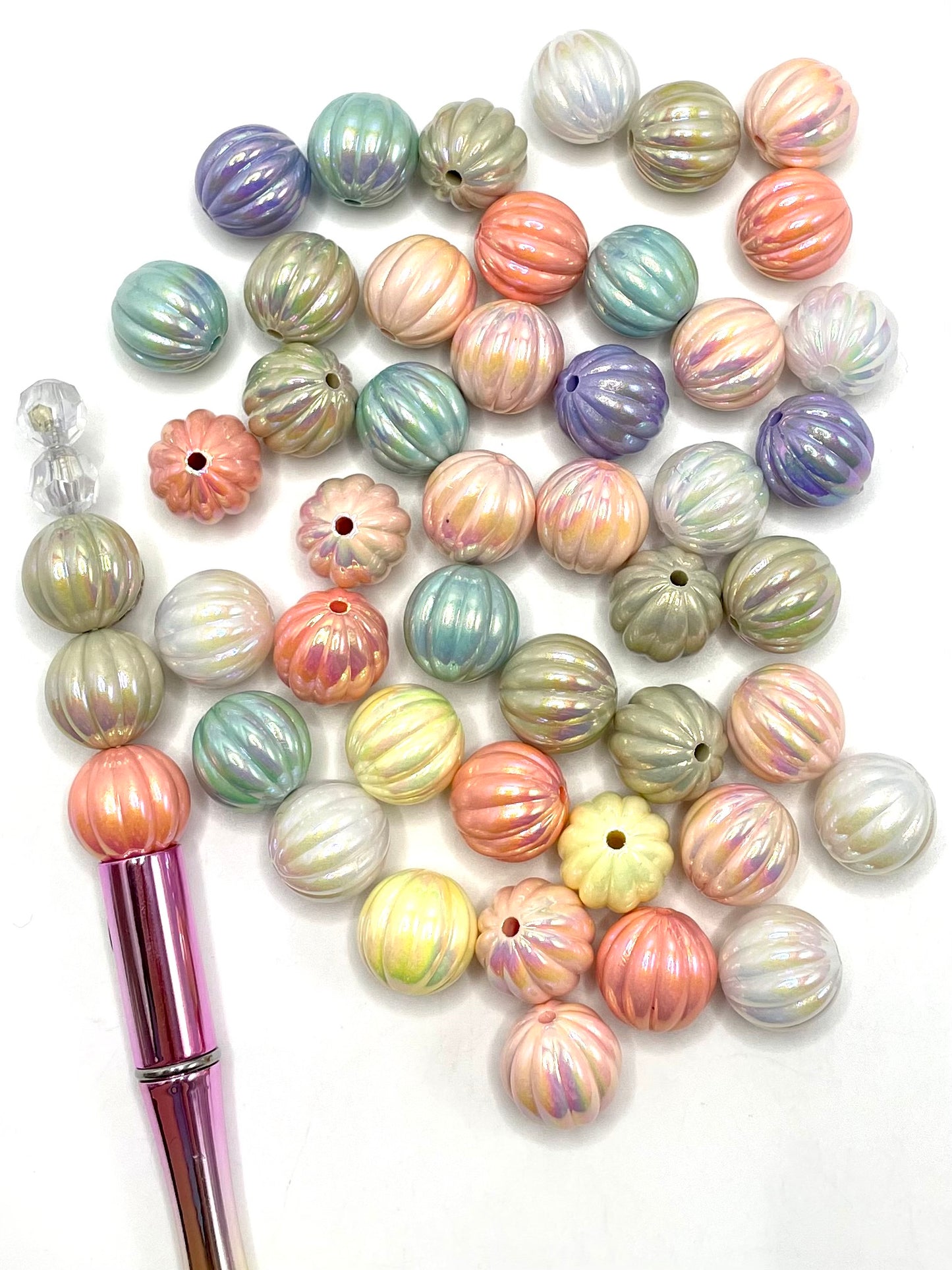 Glossy Multicolor acrylic pumpkin beads with UV,Random Mix,16mm & 10mm