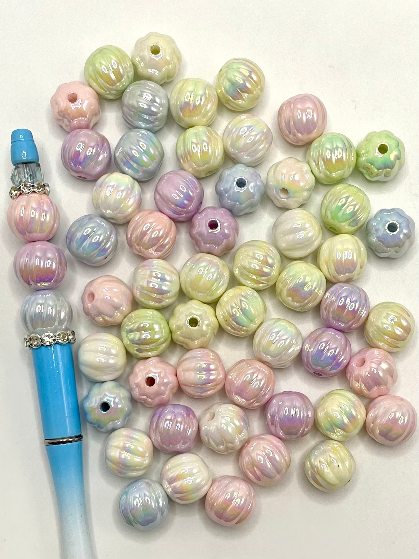 Cream Series Multicolor Acrylic Pumpkin Beads,Random Mix,16mm