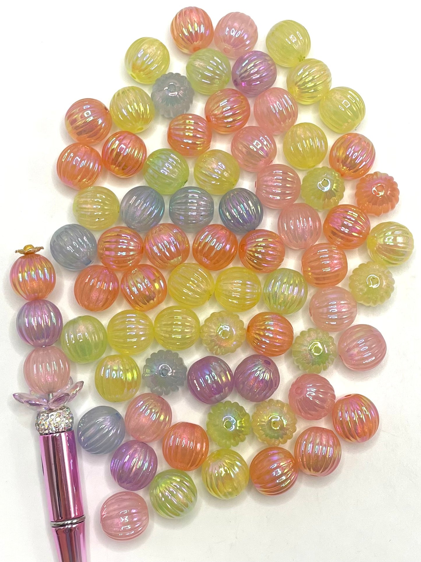 Clear Glitter Acrylic pumpkin Beads,Random Mix,16mm