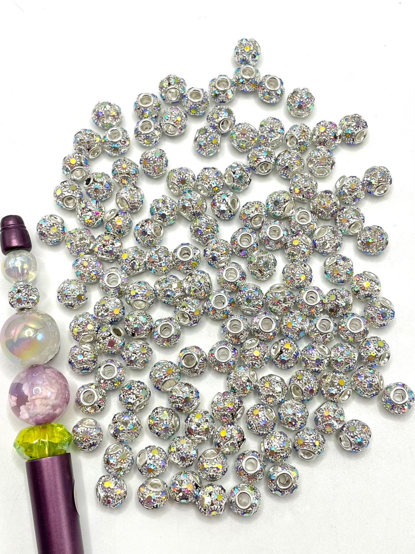 Alloy Like Lantern AB Color Rhinestone Spacer Beads,8mm