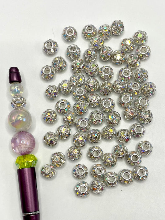 Alloy Like Lantern AB Color Rhinestone Spacer Beads,10mm