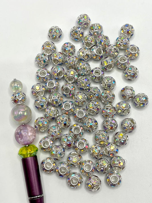 Alloy Like Lantern AB Color Rhinestone Spacer Beads,12mm