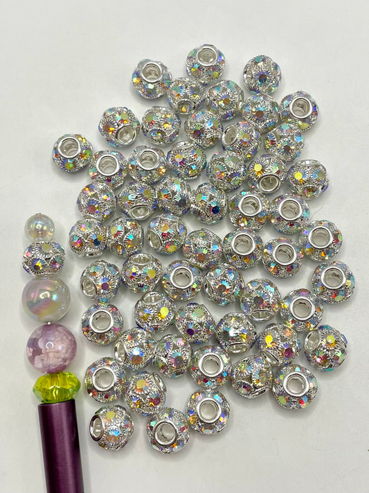 Alloy Like Lantern AB Color Rhinestone Spacer Beads,14mm