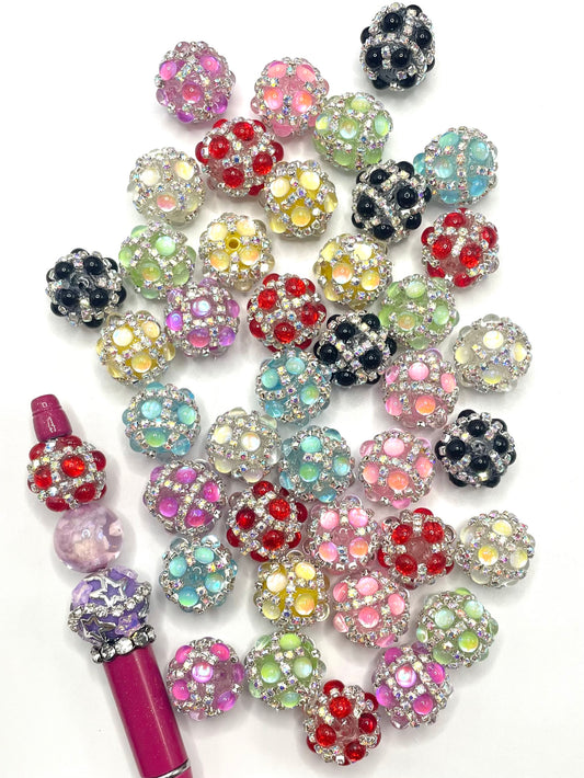 Fancy Beads Bubble Jewelry Bead Colorful Rhinestone Chain Acrylic Beads,Random Mix,16mm