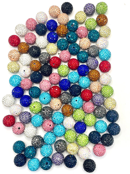 Clay  Beads with colorful Rhinestones,16mm