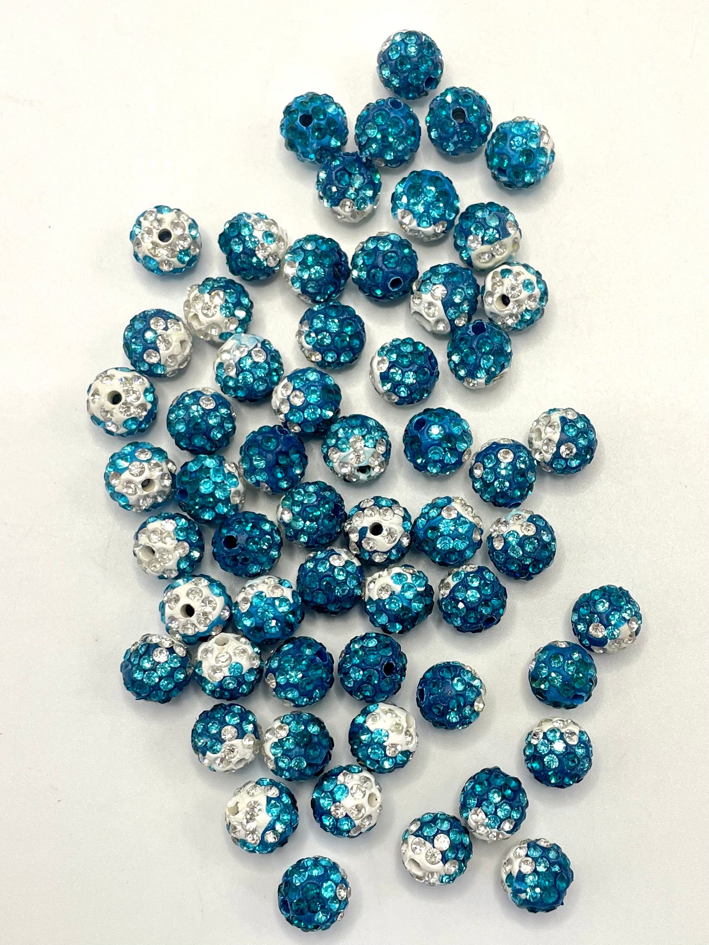 Ombre Clay Spacers Beads with colorful Rhinestones,10mm