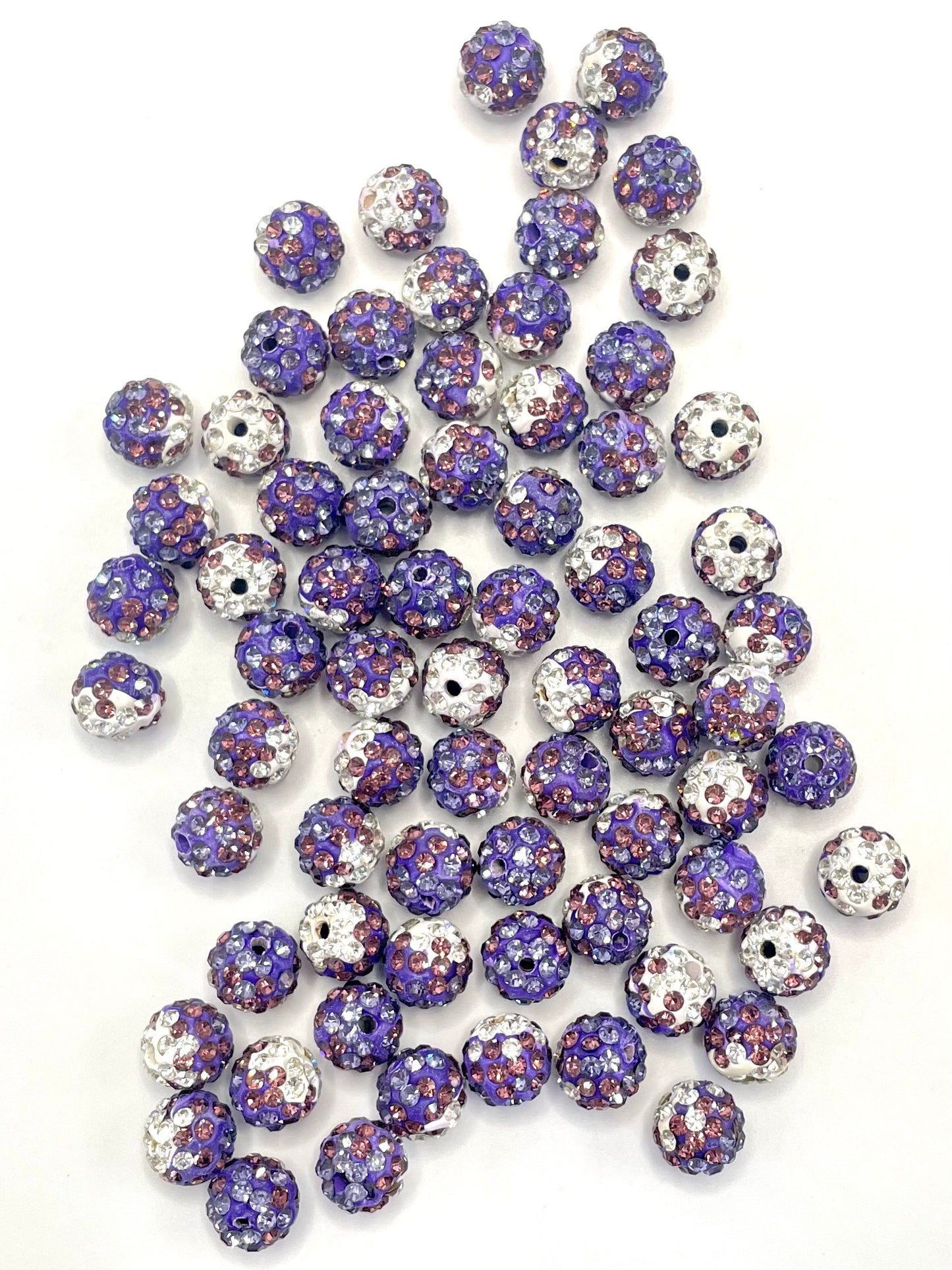 Ombre Clay Spacers Beads with colorful Rhinestones,10mm