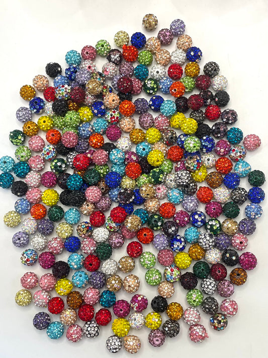 Clay Beads Colorful  with Diversely Rhinestones,10mm