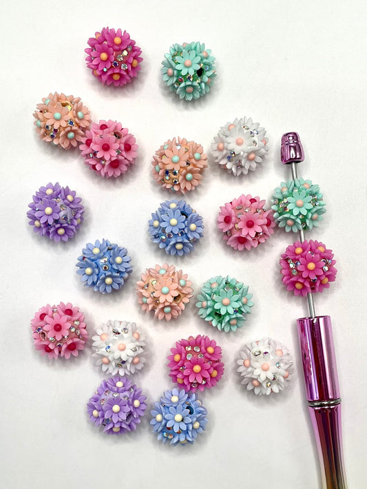 Fancy Bead Colorful Daisy with AB Color Rhinestone Clay Beads,Random Mix,18mm Fancy-37