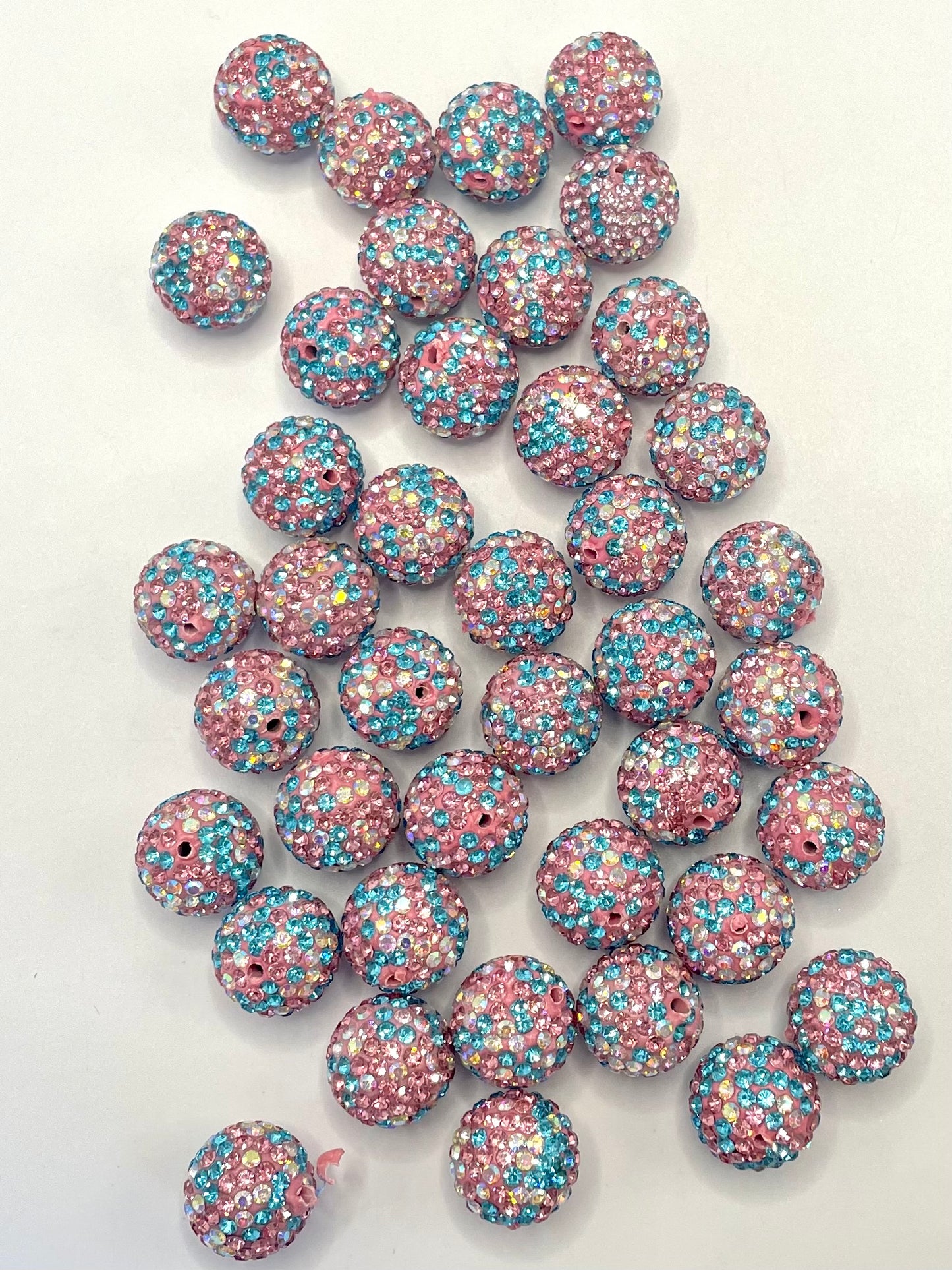 Clay  Beads with colorful Rhinestones,16mm