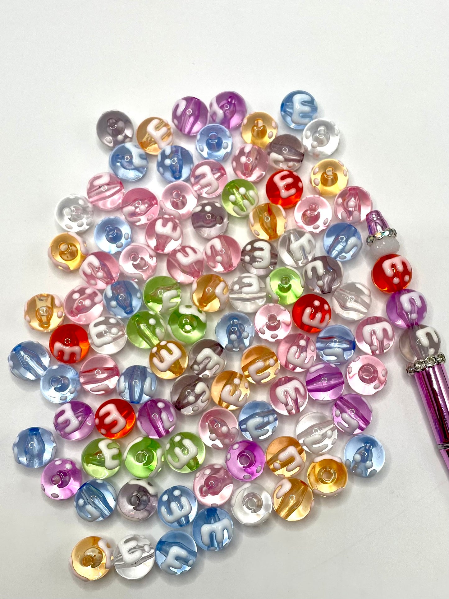 Clear Hand-painted Acrylic Multicolor Round Beads,Random Mix,15mm