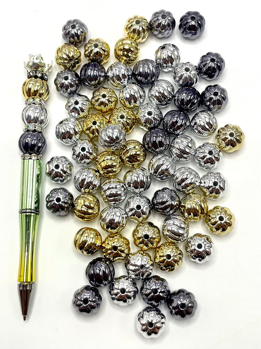 Metal Series Lantern Acrylic Pumpkin Beads,Random Mix.16mm