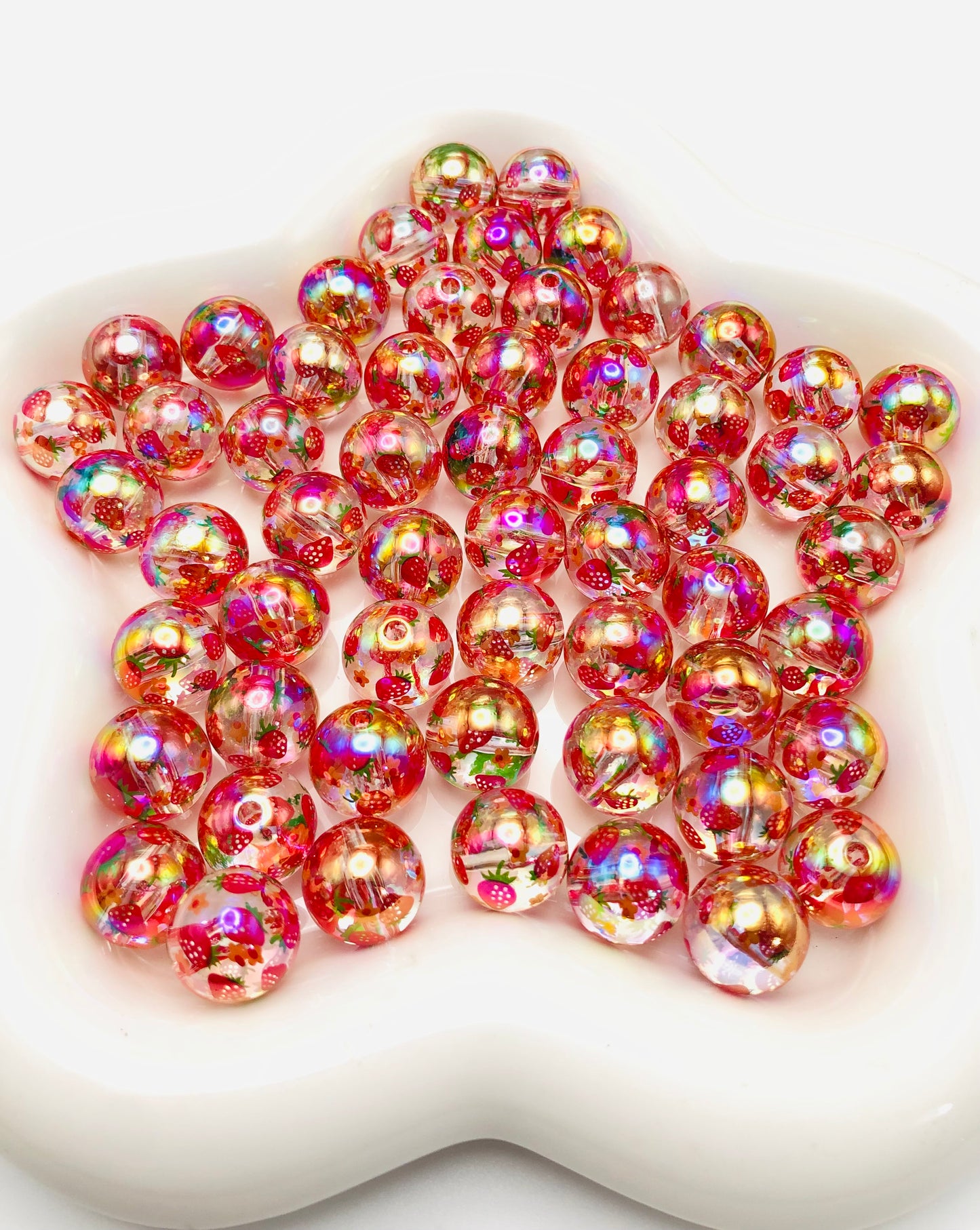 Acrylic bead  Strawberry beads Multicolored strawberry 16mm