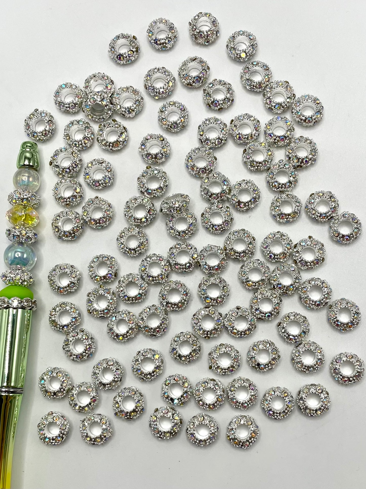 wheel round silver fancy spacer with AB Color Rhinestone,12mm