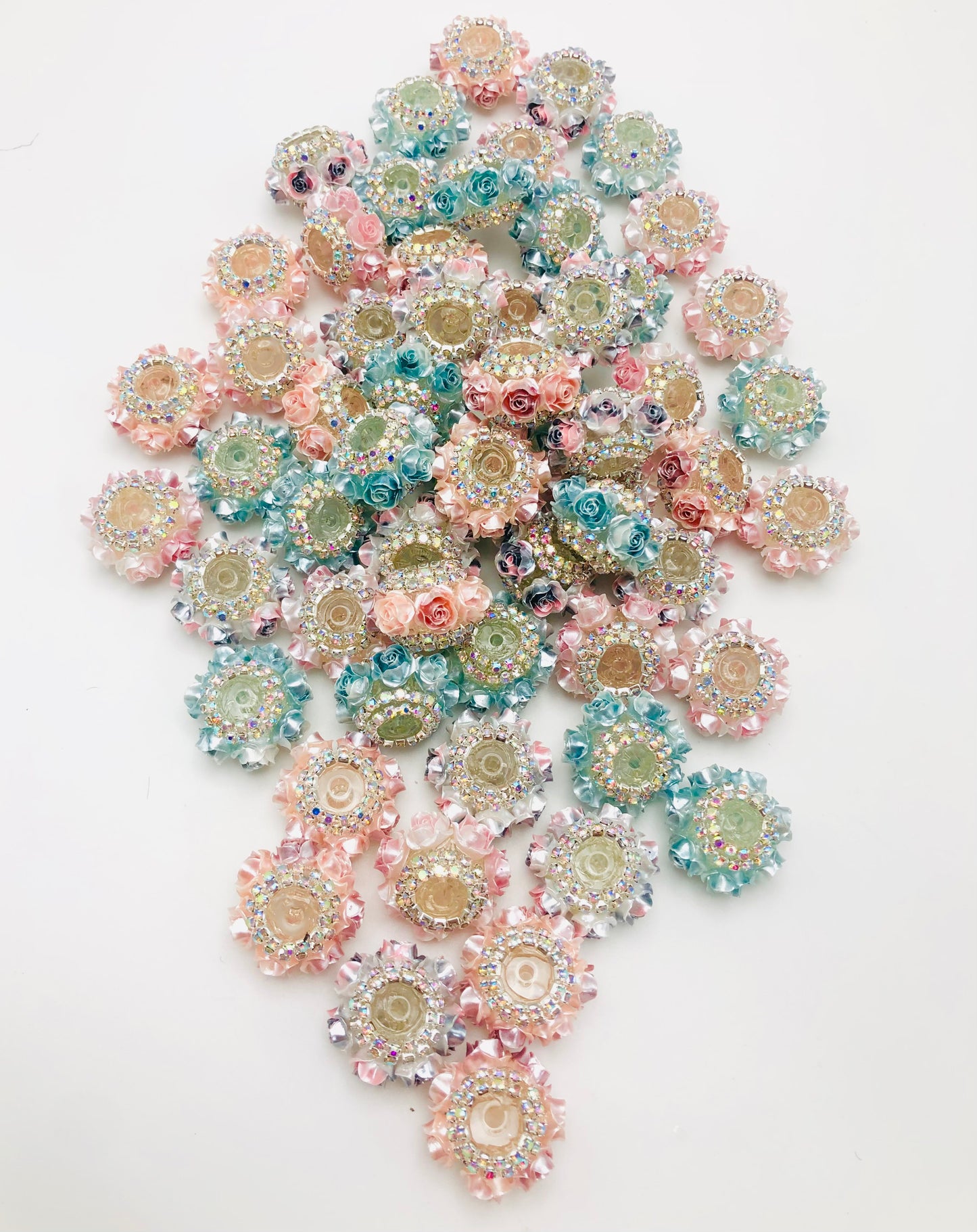 Fancy Acrylic glitter flower beads Chain Random Mix 22mm