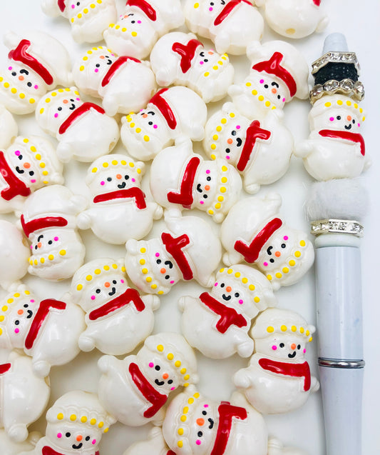 Christmas Snowman beads Red scarf Snowman 24mm