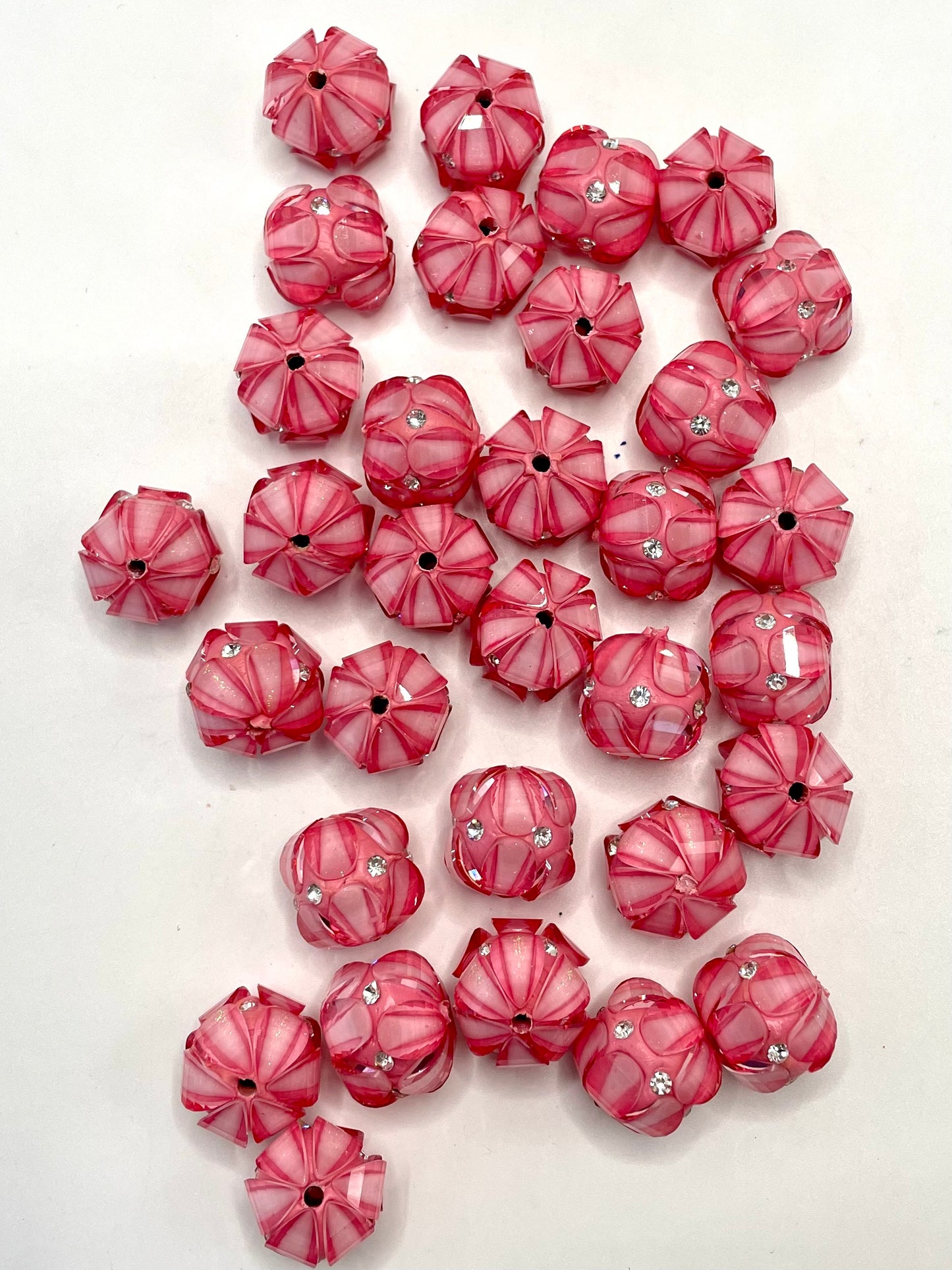 Lantern Bead Fancy Lantern Bead Translucent Lantern Acrylic Beads With Rhinestone ,Random Mix,17mm Fancy-12