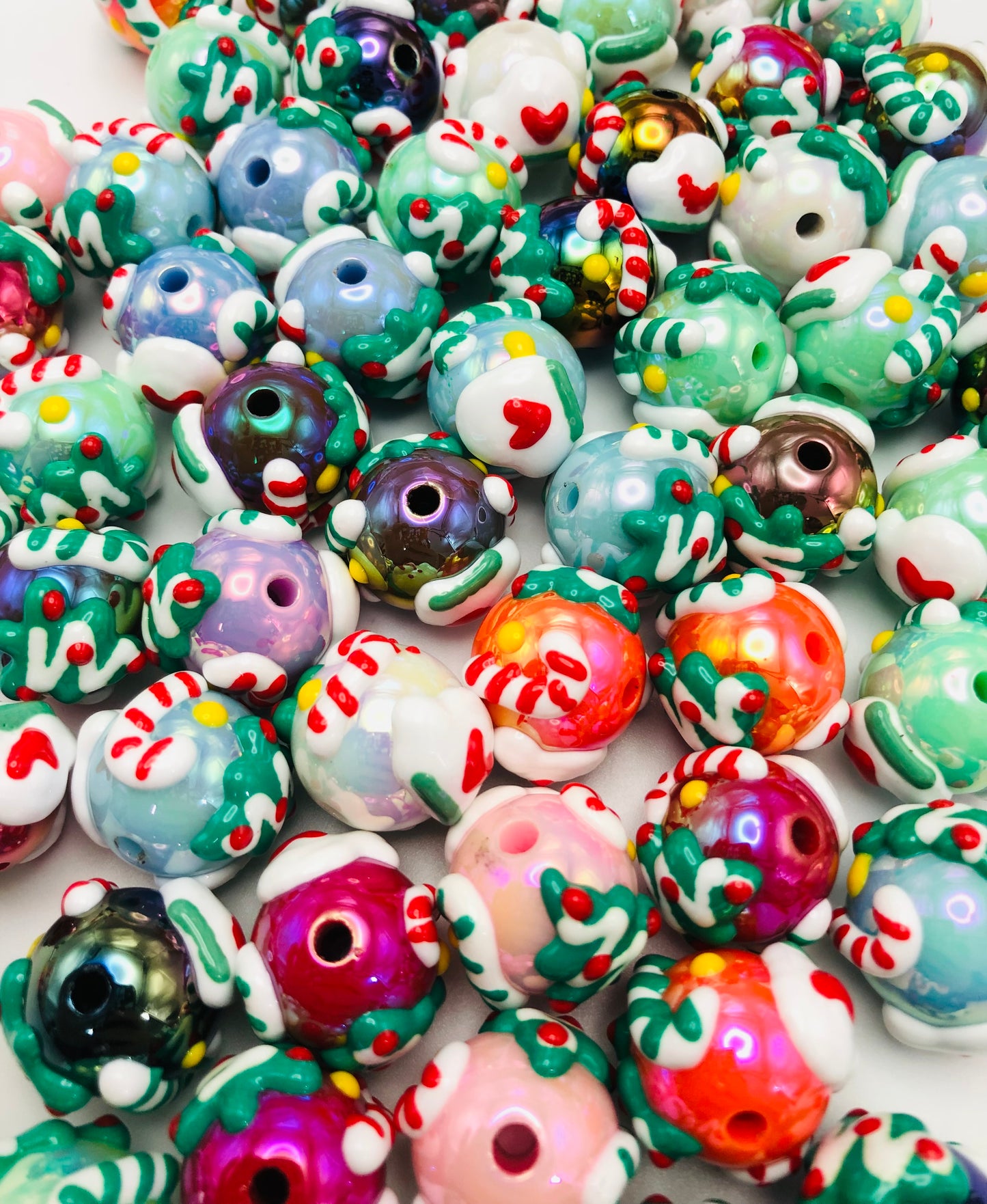 acrylic Christmas Hand-painted bead chroma Random Mix 17mm