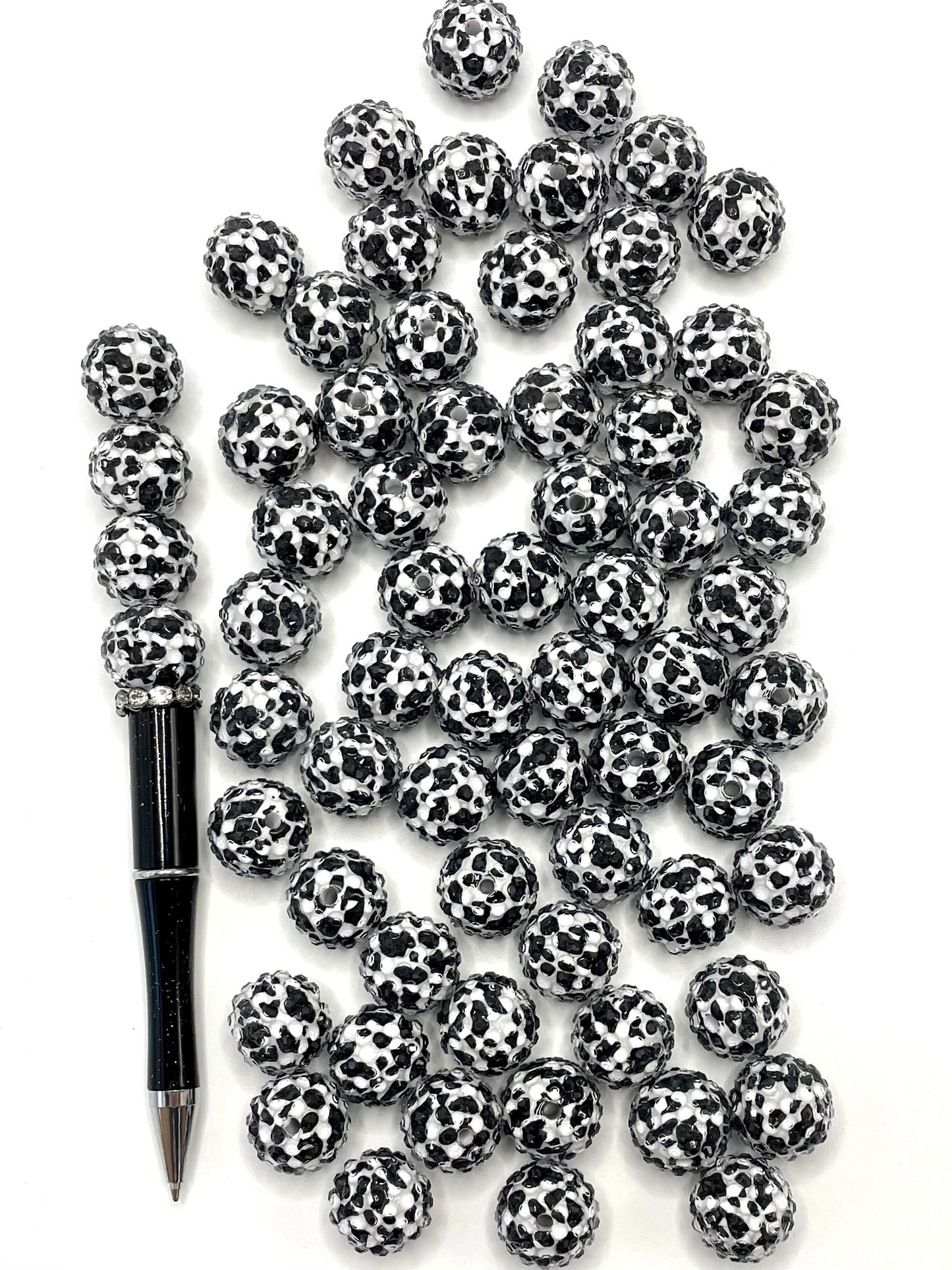 Cow Jelly  Rhinestone Black & white Acrylic Beads,Random Mix,18mm,20mm