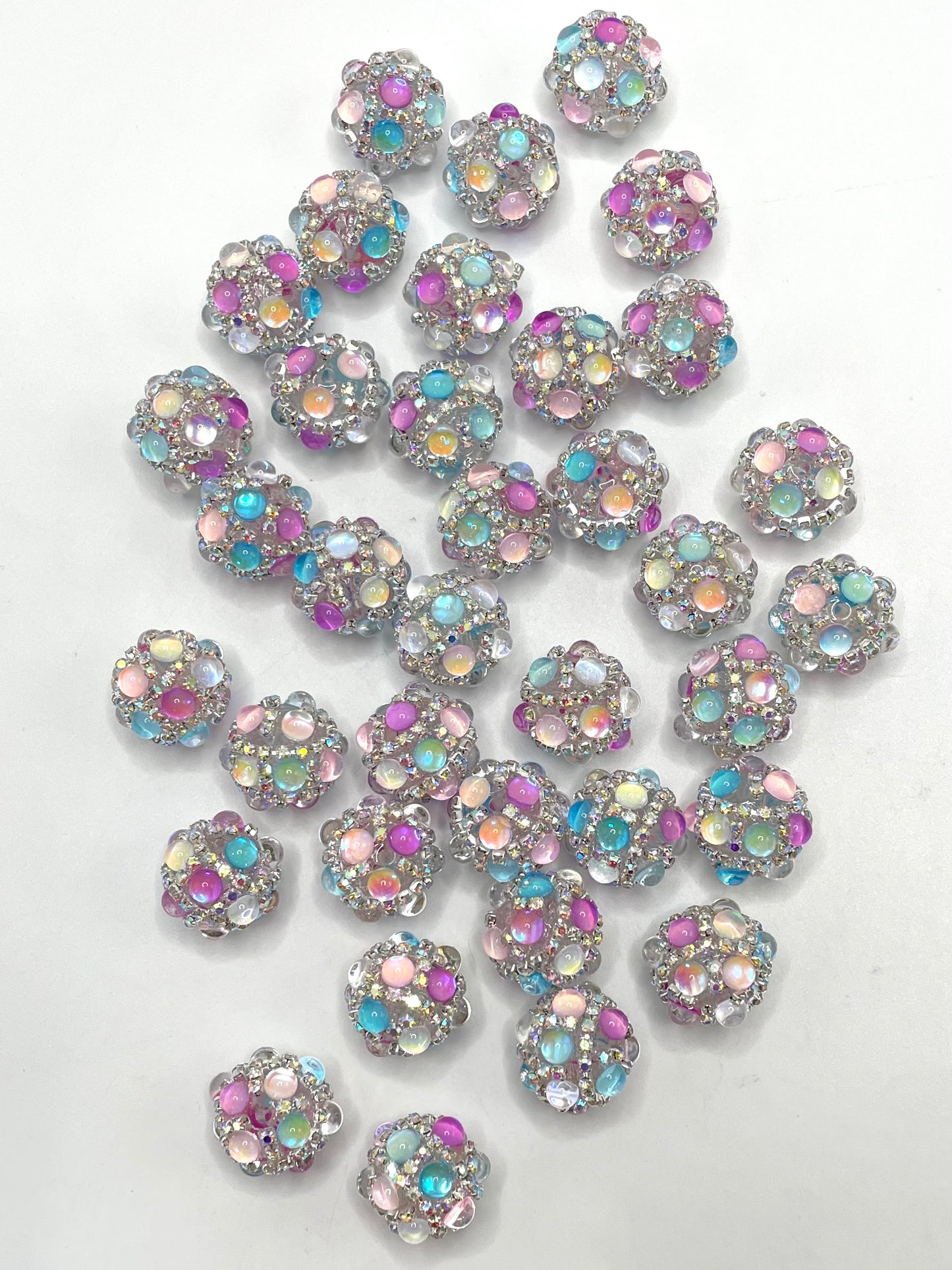 Bubble Jewelry Bead Colorful Rhinestone Chain Acrylic Beads,Random Mix,18mm Fancy-32